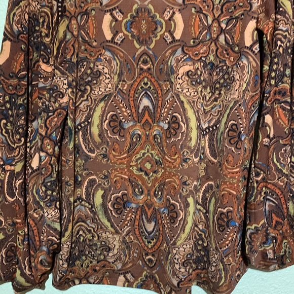Willow Root Top Blouse S Stretchy Long Sleeve V-Neck Paisley Floral Polyester - Picture 13 of 16